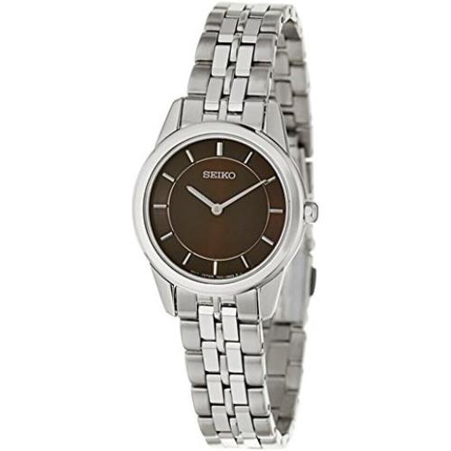 Seiko Brown Dial Quartz Analog Ladies Watch SFQ825P1 Stainless Steel