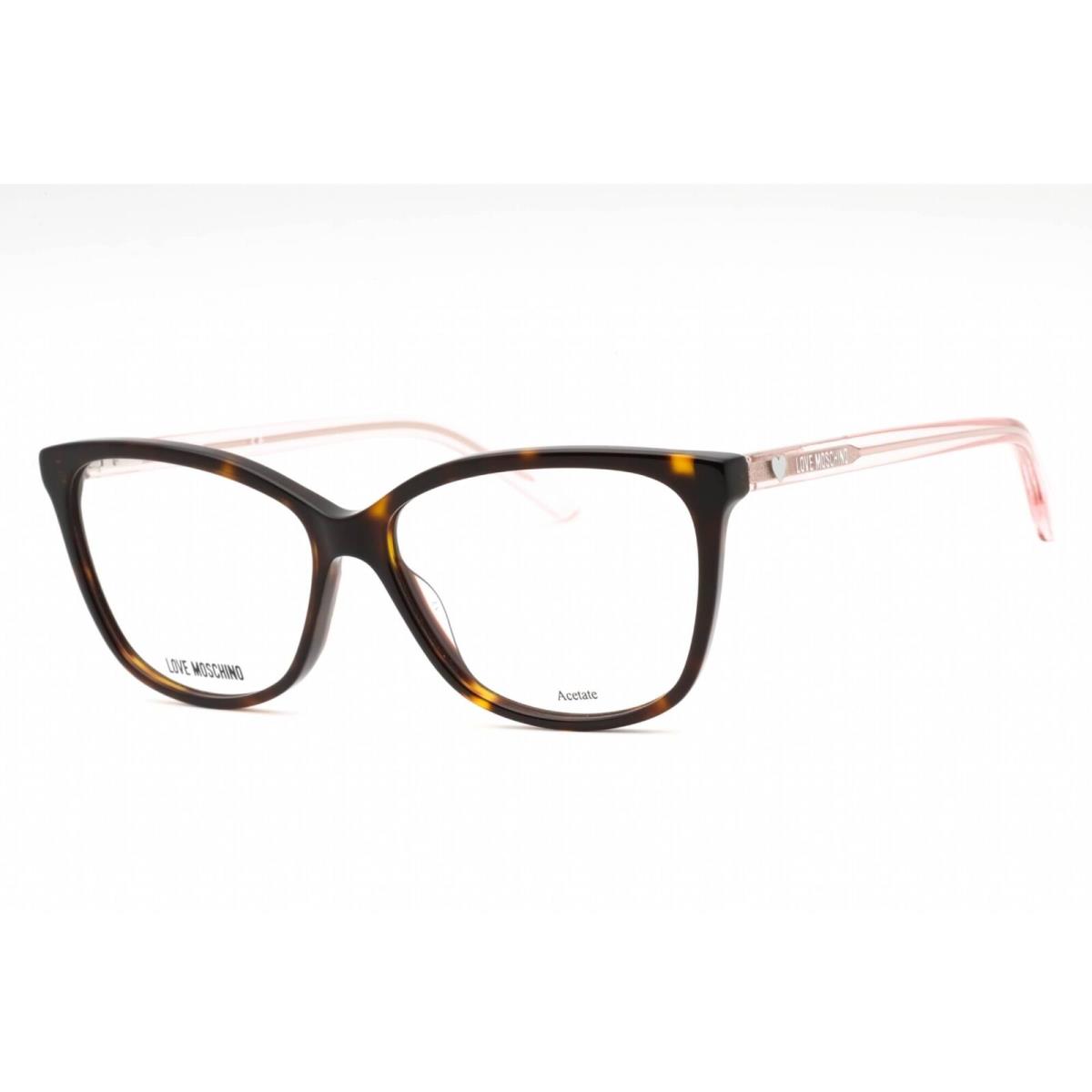 Moschino Love Women`s Eyeglasses Dark Havana Plastic Full Rim MOL546 0086 00 - Frame: Dark Havana