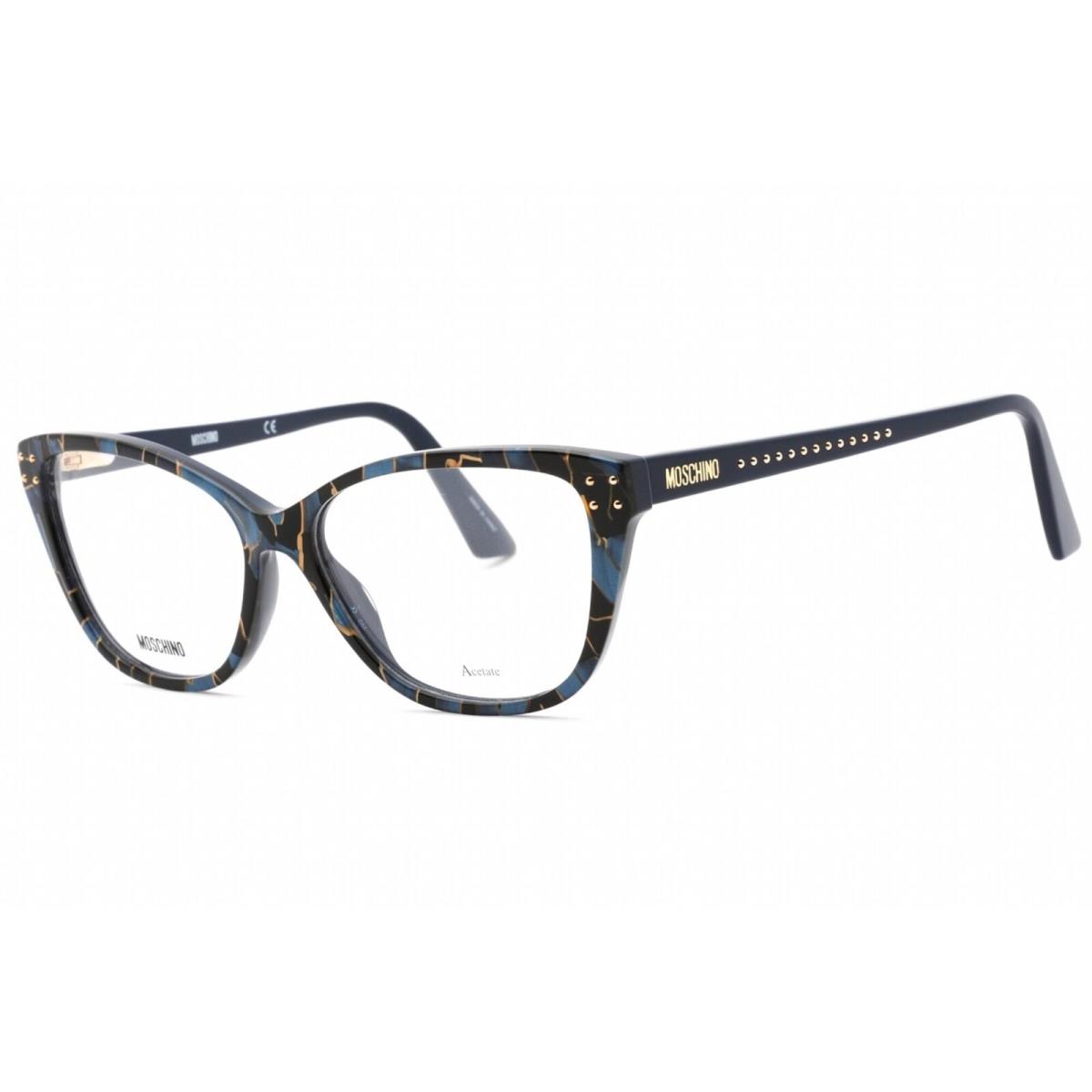 Moschino Women`s Eyeglasses Black Blue Havana Cat Eye Shape Frame MOS583 0EDC 00