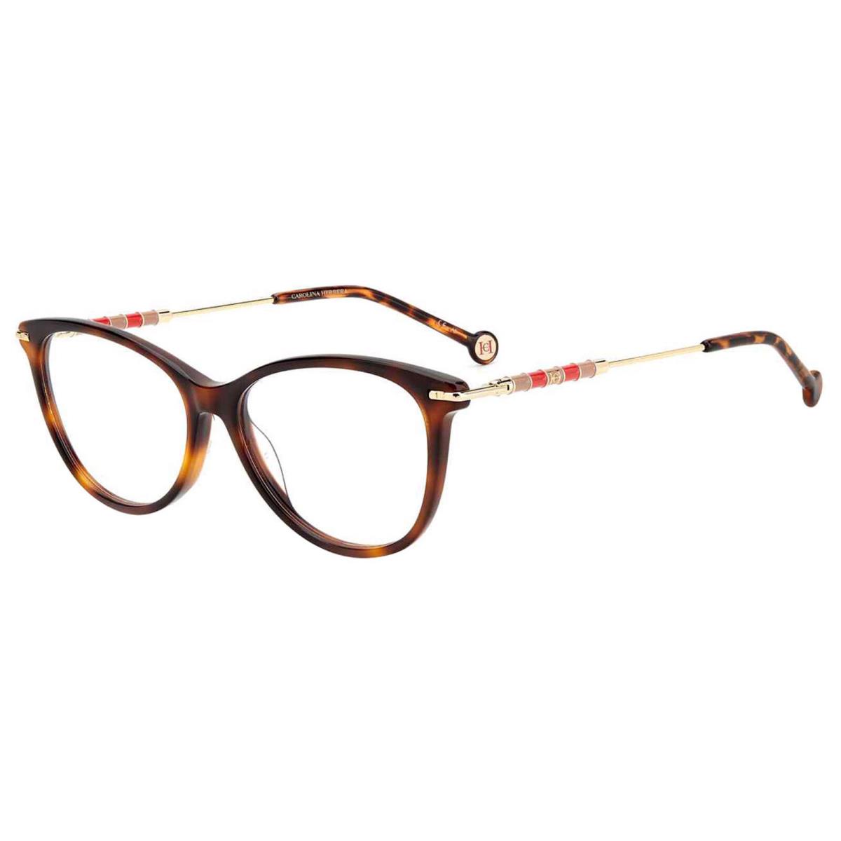 Carolina Herrera Women`s Havana Cat Eye Eyeglass Frame - CH0043-005L-15