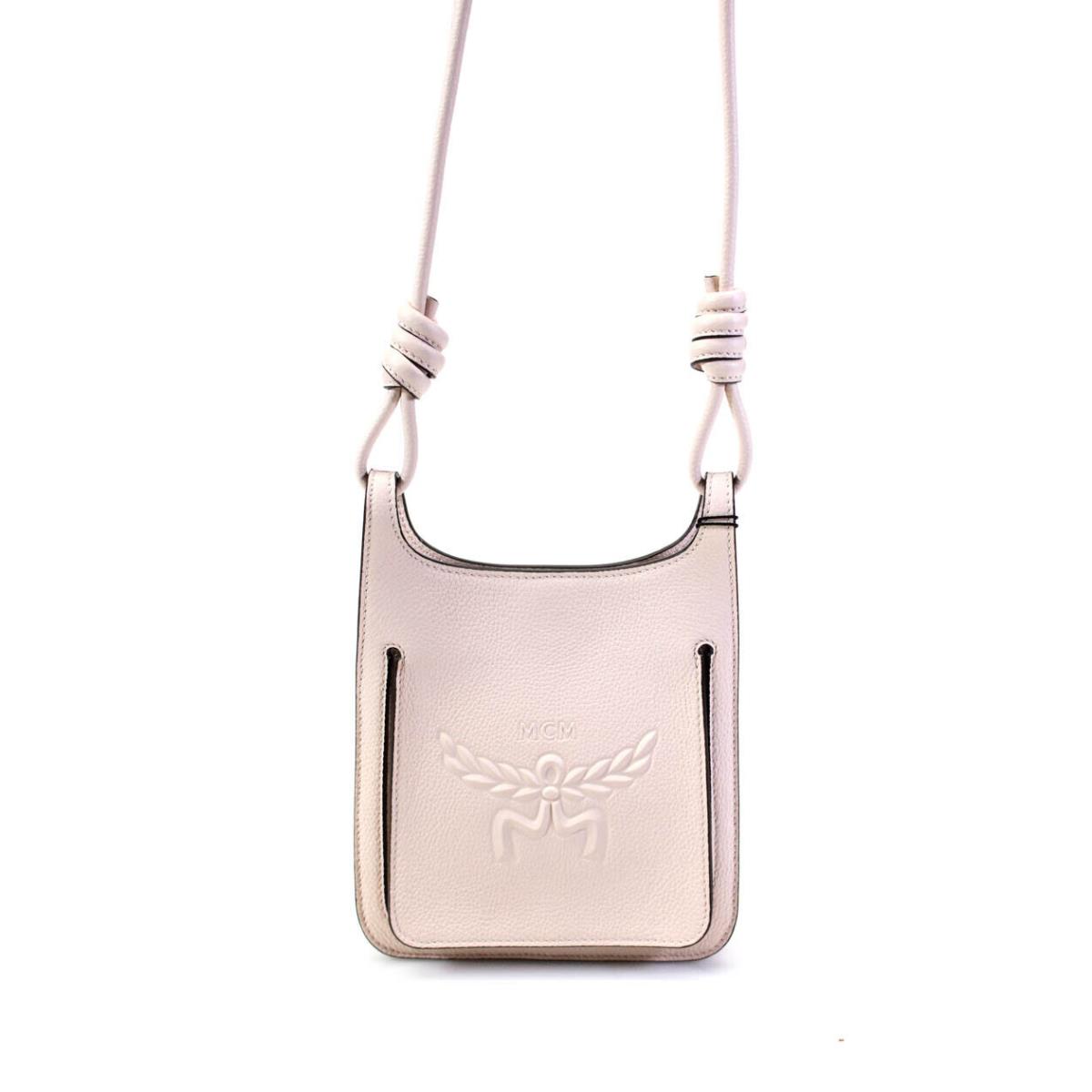 Mcm Womens Light Pink Leather Small Card Holder Satchel Bag Handbag