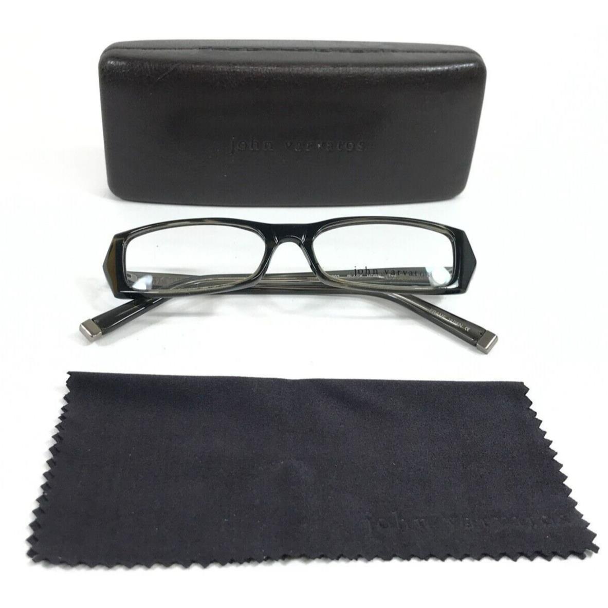 John Varvatos Eyeglasses Frames V303 Black Horn Rectangle Full Rim 52-16-140