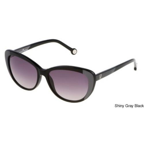 Carolina Herrera Sunglasses SHE648 0T29 Shiny Gray Black 55/16/140