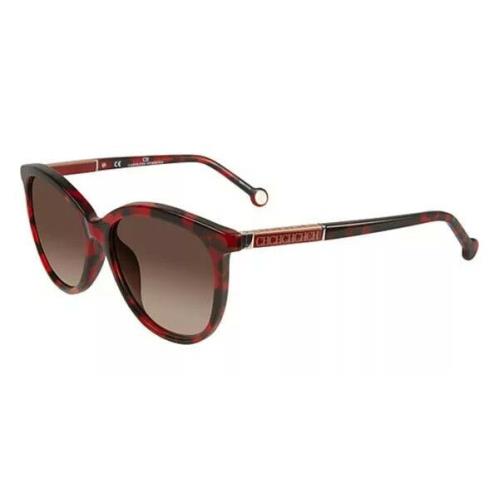 Carolina Herrera Sunglasses SHE703 OGG3 Shiny Black Red Havana 55/17/140