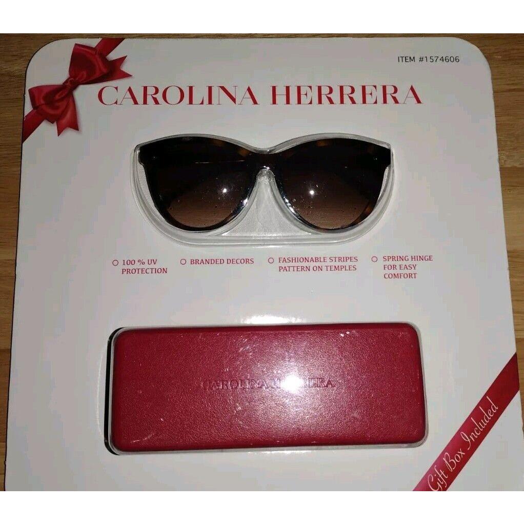 Carolina Herrera Sunglasses Brown Tortoise Stripes Frame Brown Lens