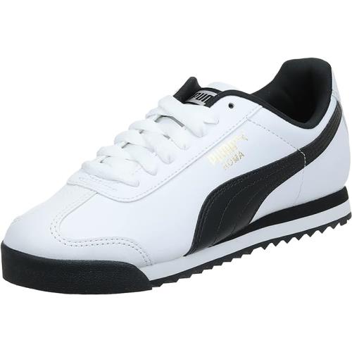 Puma Men`s Roma Basic Sneaker - White/Black Leather