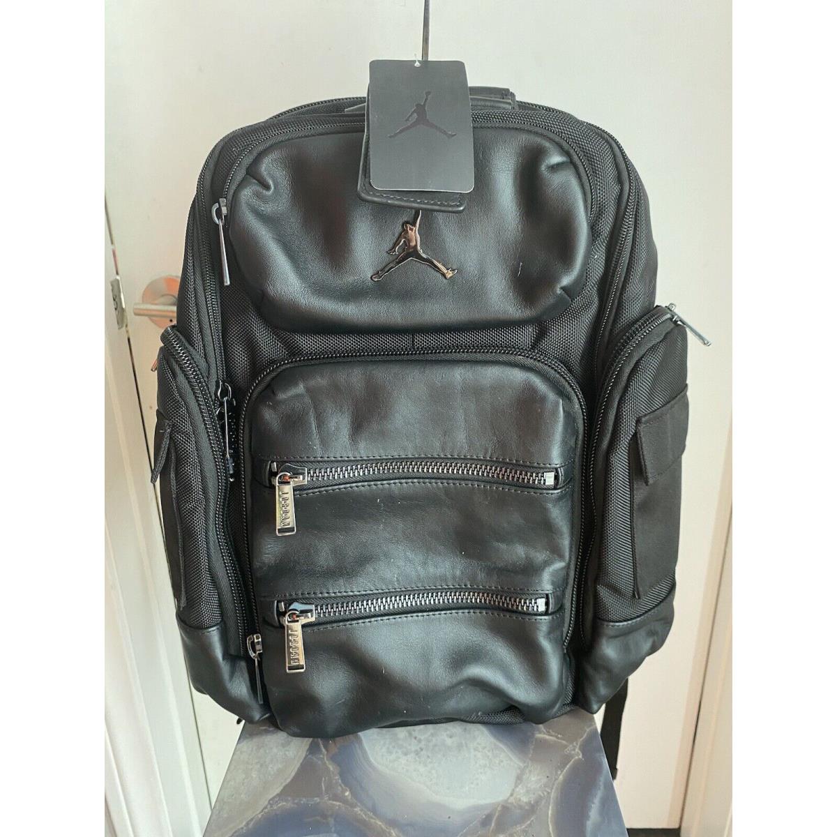 Nike Jordan 15 Black Leather Trim Backpack Computer Bag