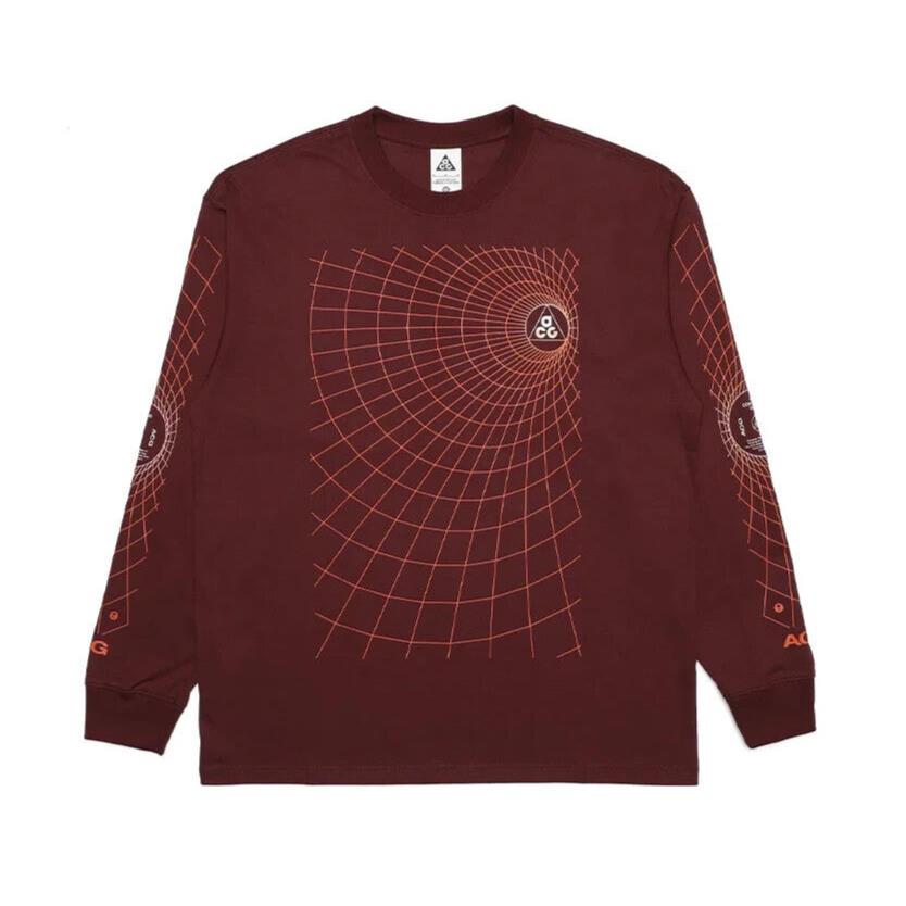 Nike Mens Acg `manhole` Long Sleeve T-shirt - FJ1133 681 - Maroon - Sz: XL