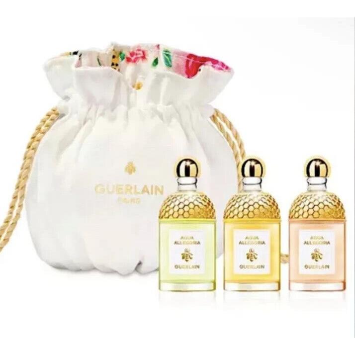 Guerlain Aqua Allegoria 3pc Eau De Toilette Mini Splash Set 7.5ml 0.17oz Pouch