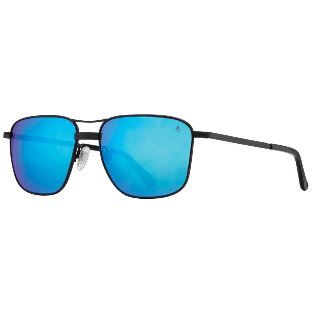 American Optical Airman Men`s Square Aviator - Made In Usa Matte Black/SunFlash Blue (BKBMN)