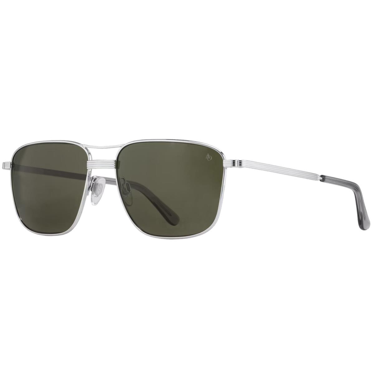 American Optical Airman Men`s Square Aviator - Made In Usa Silver-Tone/Calobar Green (SMGNN)