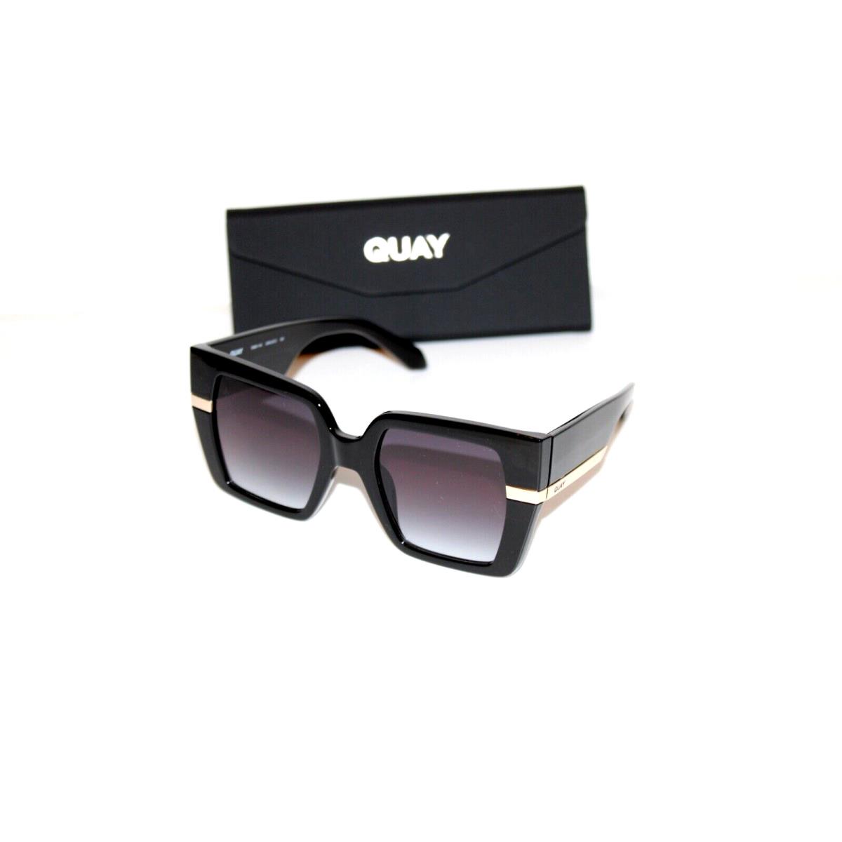 Quay Australia Sunglasses Notoroius Big Lens Square Black and Gold Ladies