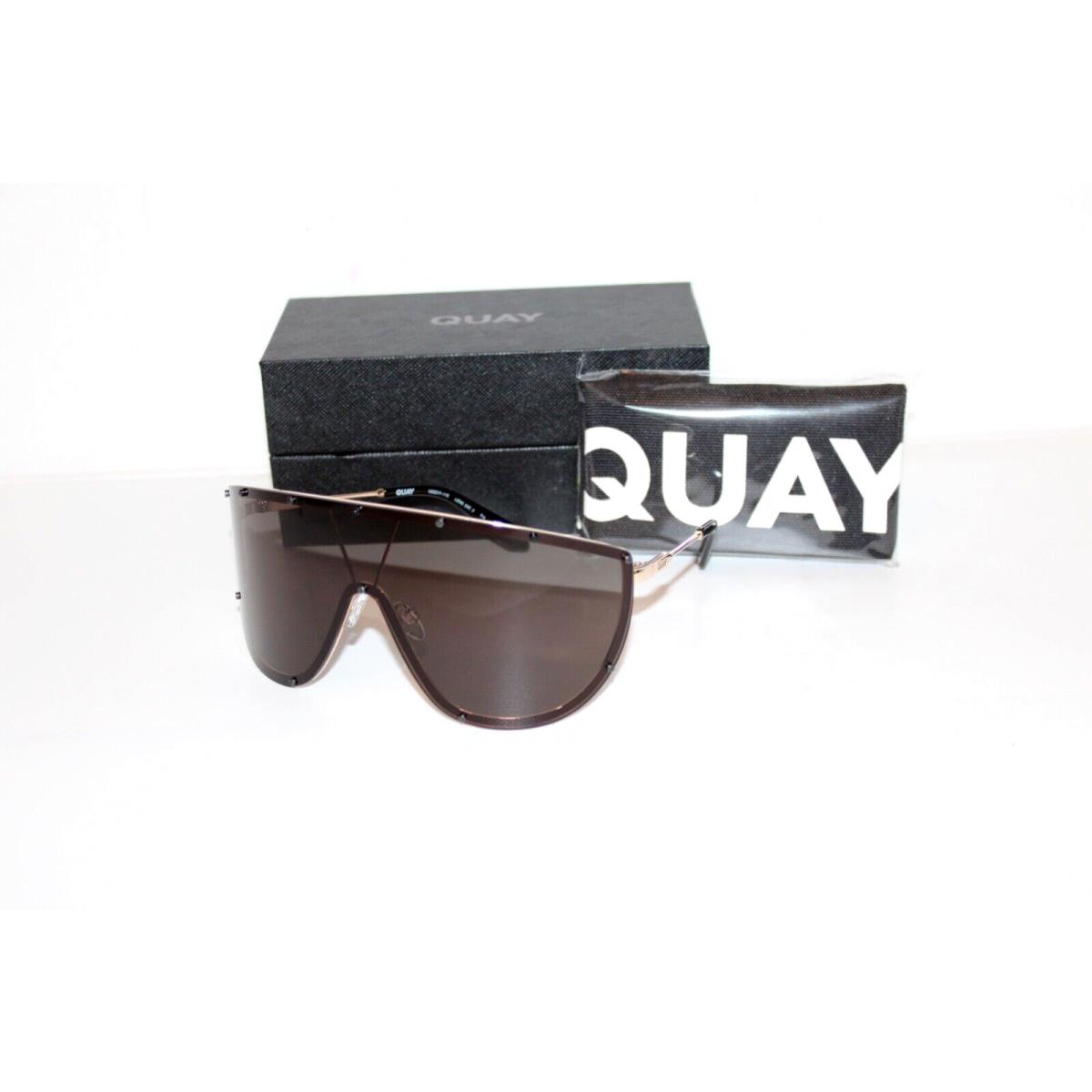 Quay Australia Sunglasses ON Set Big Len Gold Tone Frame Fashion Ladies Brown