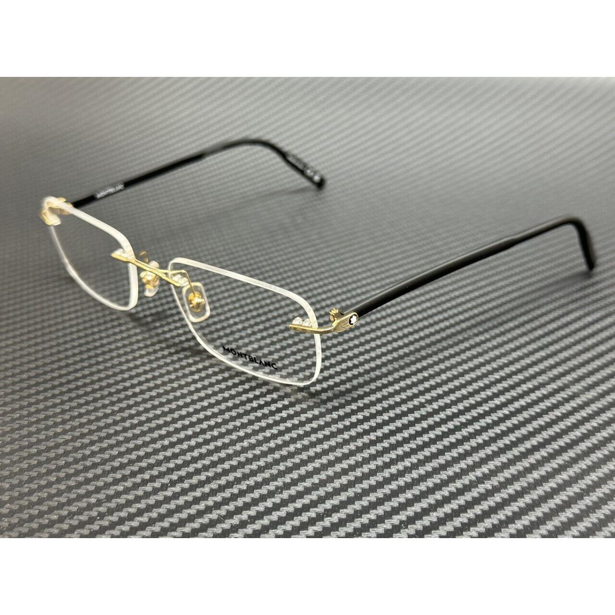 Montblanc Mont Blanc MB0221O 015 Matte Black Gold Men`s Medium 55 mm Eyeglasses