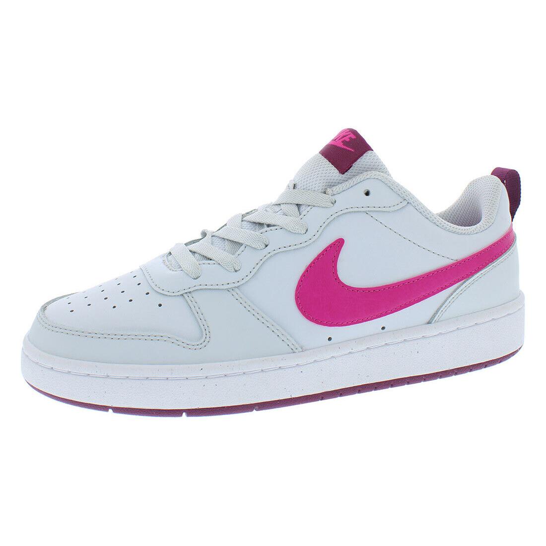 Nike Court Borough Low 2 GS Girls Shoes - Pure Platinum/Pink Prime, Full: Pure Platinum/Pink Prime