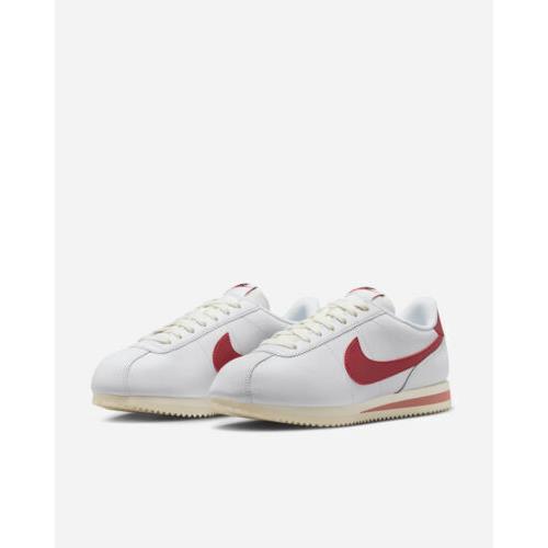 Nike Cortez DN1791-103 Sneaker Women`s 9.5 White Red Leather Casual Shoes NR9984