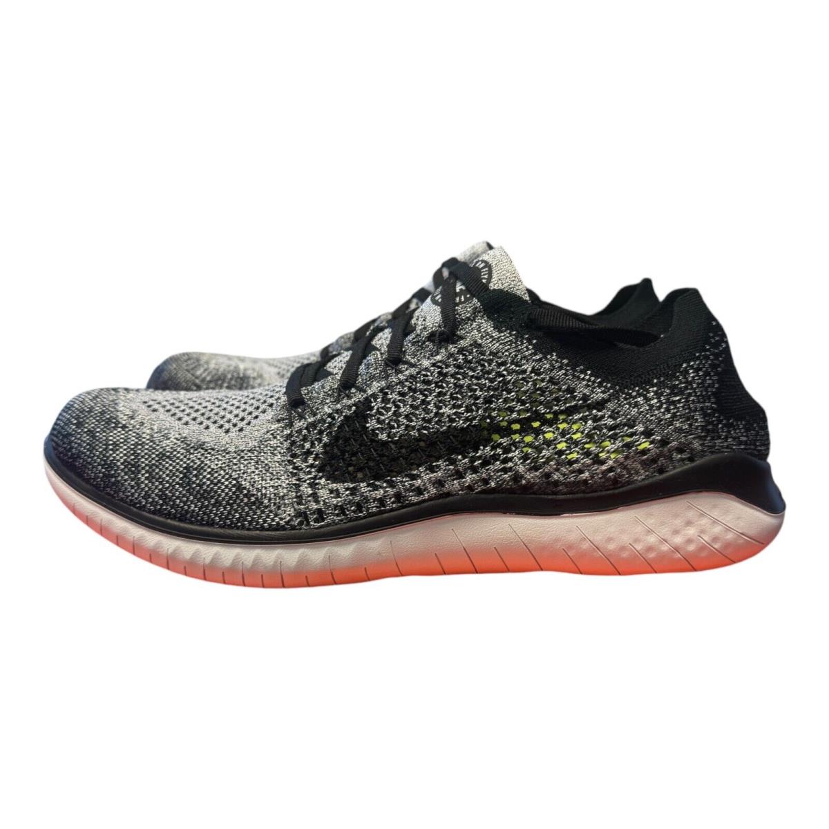 Nike Men`s Free RN Flyknit 2018 Shoes Oreo White Black 942838-101 - Black