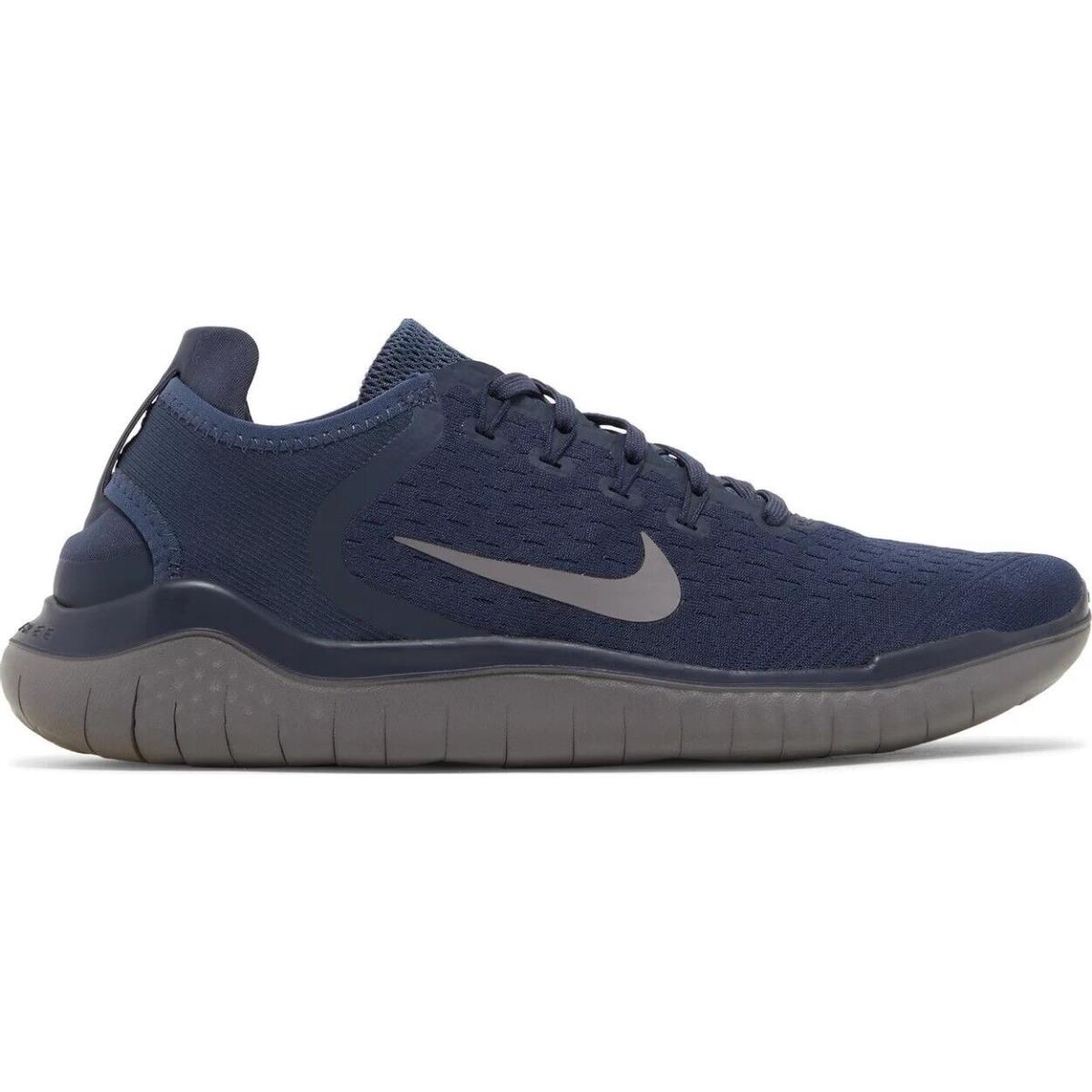 Men Nike Free RN 2018 Running Shoes Thunder Blue Navy Gunsmoke Grey 942836 401 - Blue