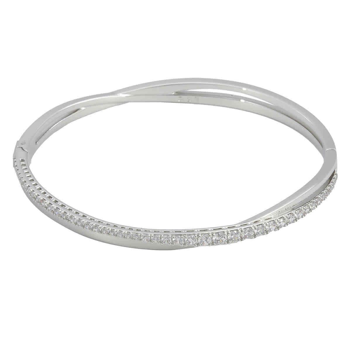 Swarovski Ladies Twist Rhodium Plated Bangle Size Large