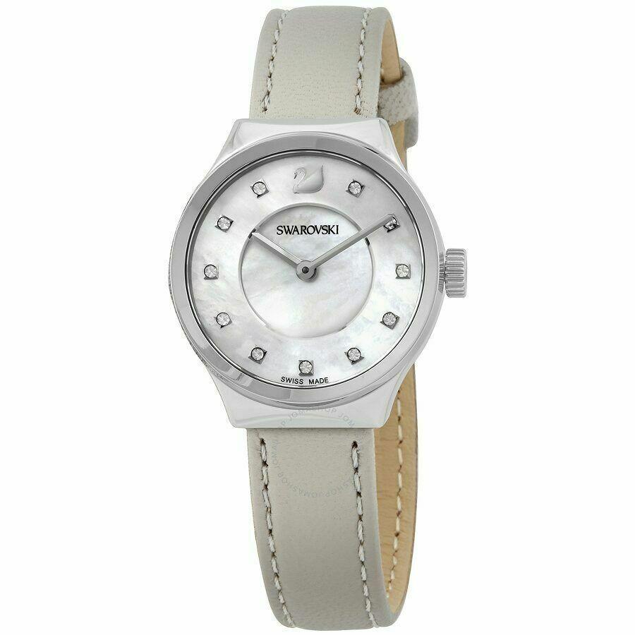 Swarovski Women`s Dreamy Gray Leather Mother OF Pearl Dial Watch