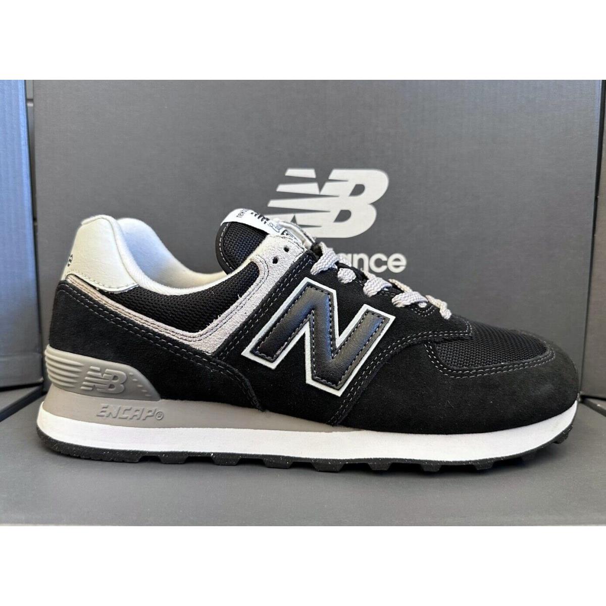 New Balance Men`s 574 Black and Gray ML574EVB Suede Shoes