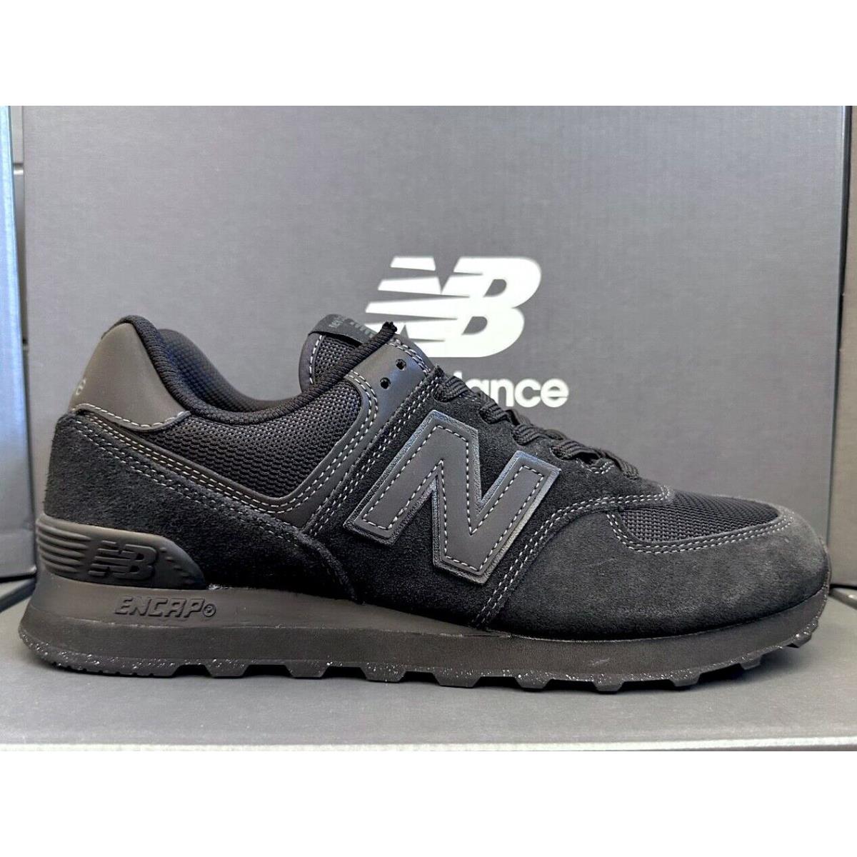 New Balance Men`s 574 Monochrome Black ML574EVE Suede Shoes