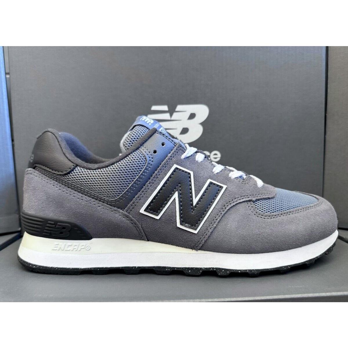 New Balance Men`s 574 Gray and Black U574GGE Suede Shoes