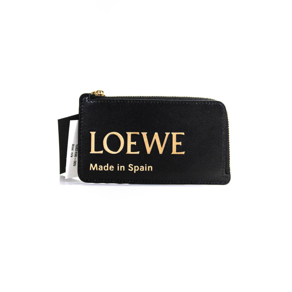 Loewe Womens Leather Gold Tone Zipper Around Closure Card Wallet Black