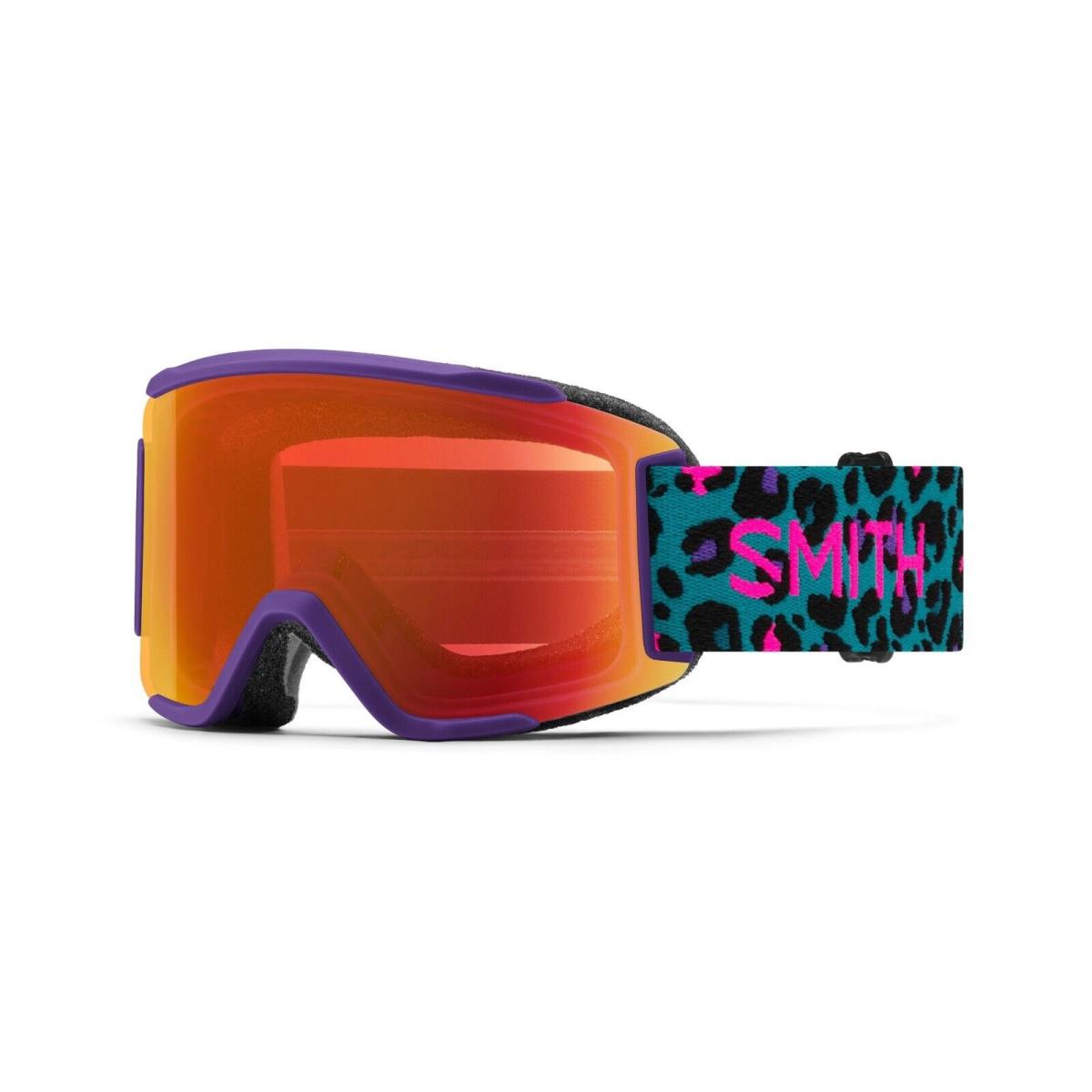 Smith Squad S Ski Goggles Purple Neon Cheetah Chromapop Red Mir.+bonus Lens