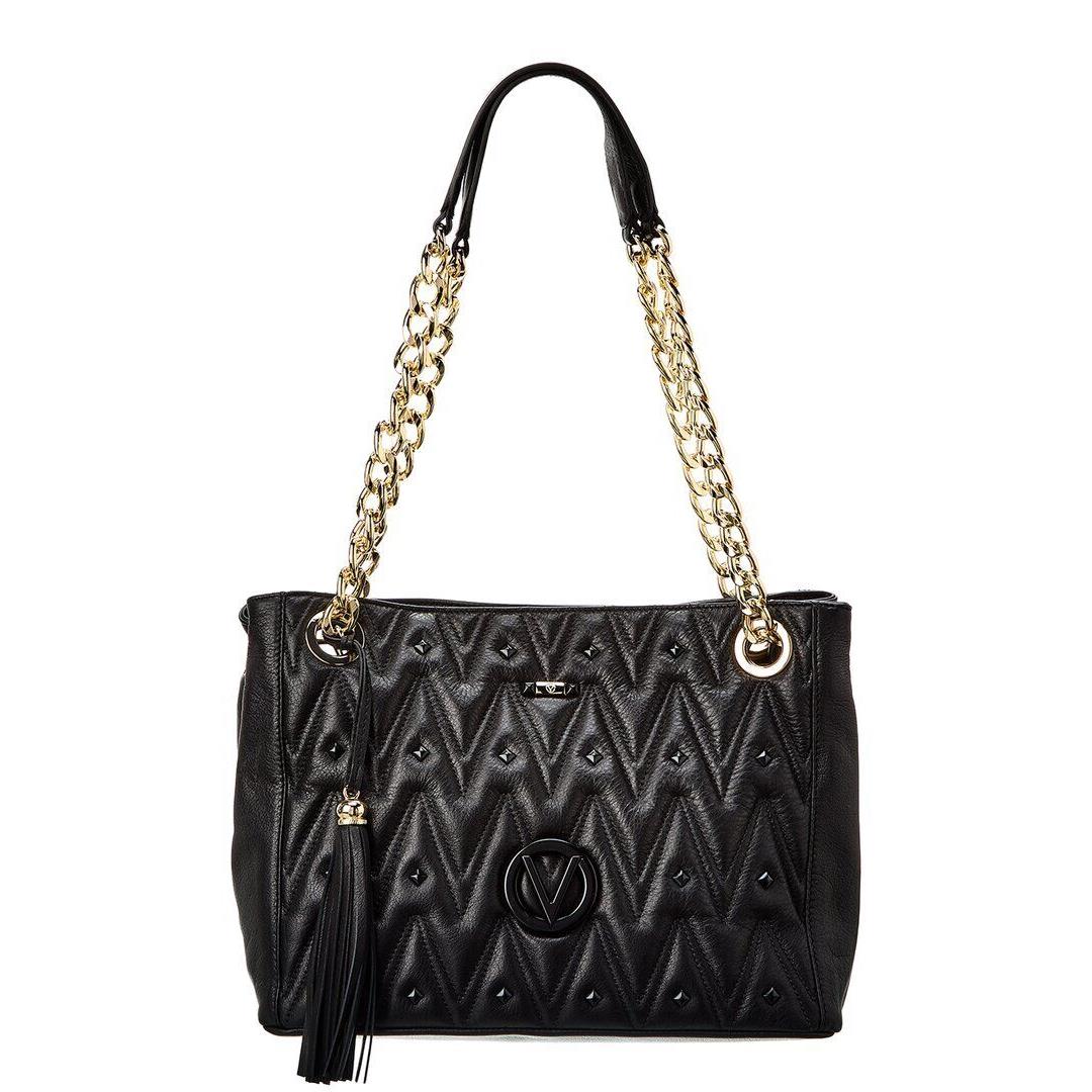 Valentino By Mario Valentino Luisa Diamond Leather Shoulder Bag Women`s Black