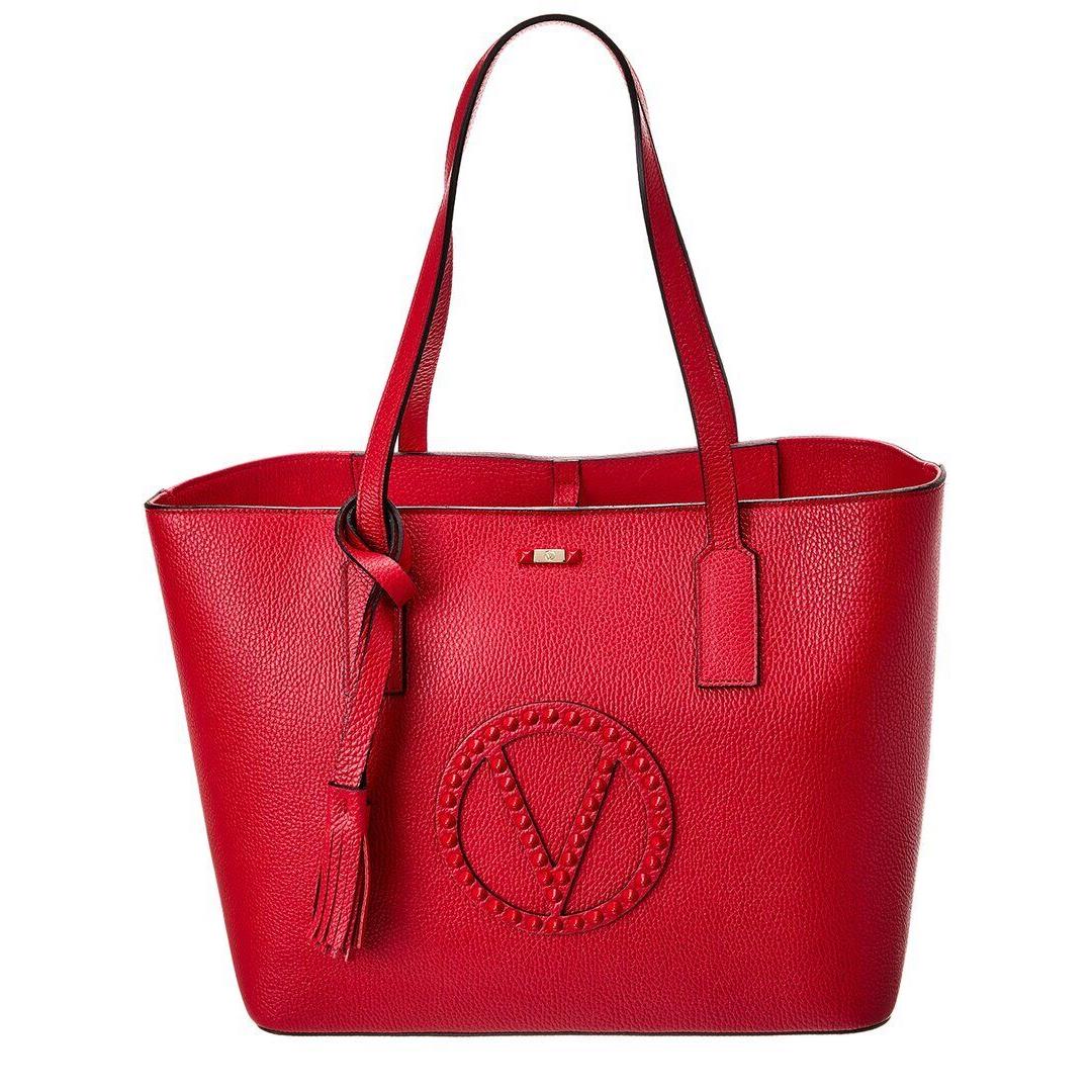 Valentino By Mario Valentino Soho Rock Leather Tote Women`s Red