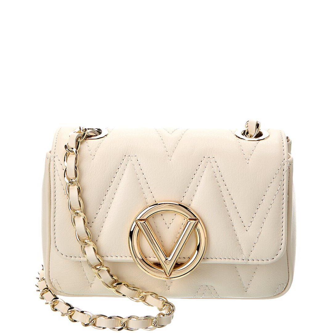 Valentino By Mario Valentino Chu Chu Diamond Leather Crossbody Women`s White