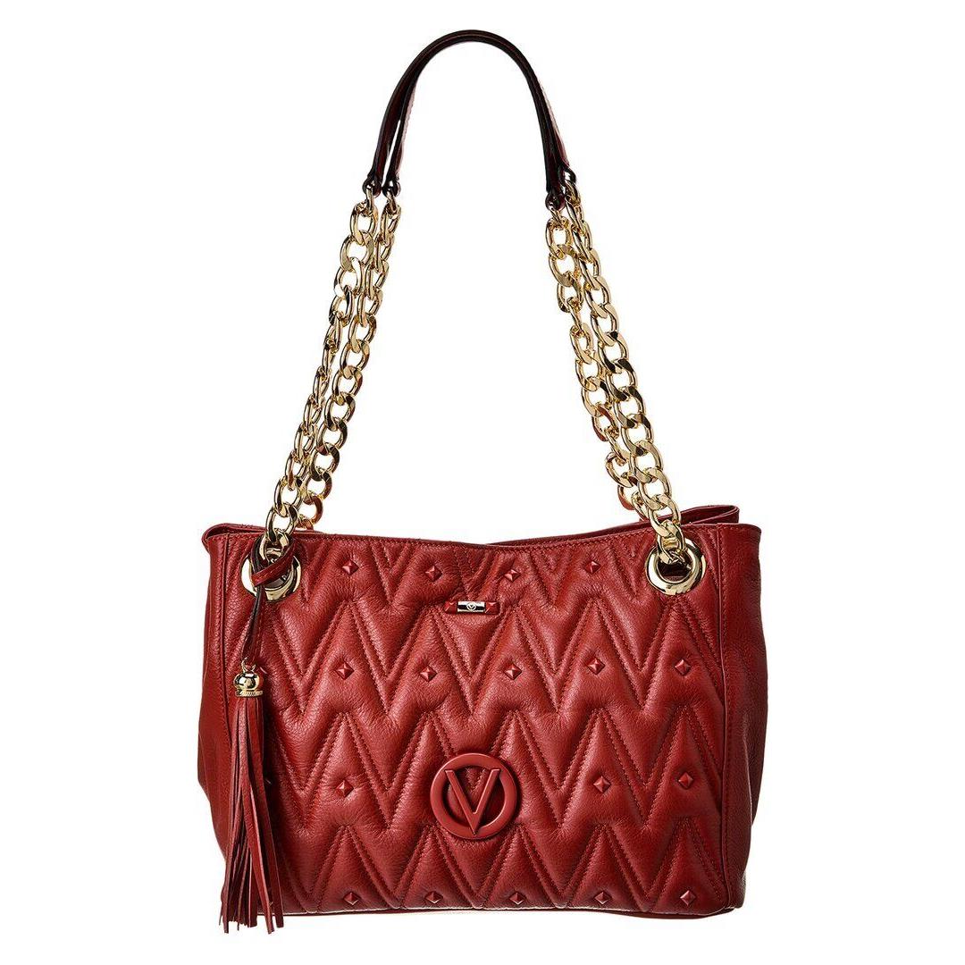 Valentino By Mario Valentino Luisa Diamond Leather Shoulder Bag Women`s Red