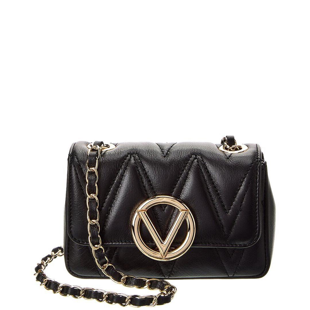 Valentino By Mario Valentino Chu Chu Diamond Leather Crossbody Women`s Black