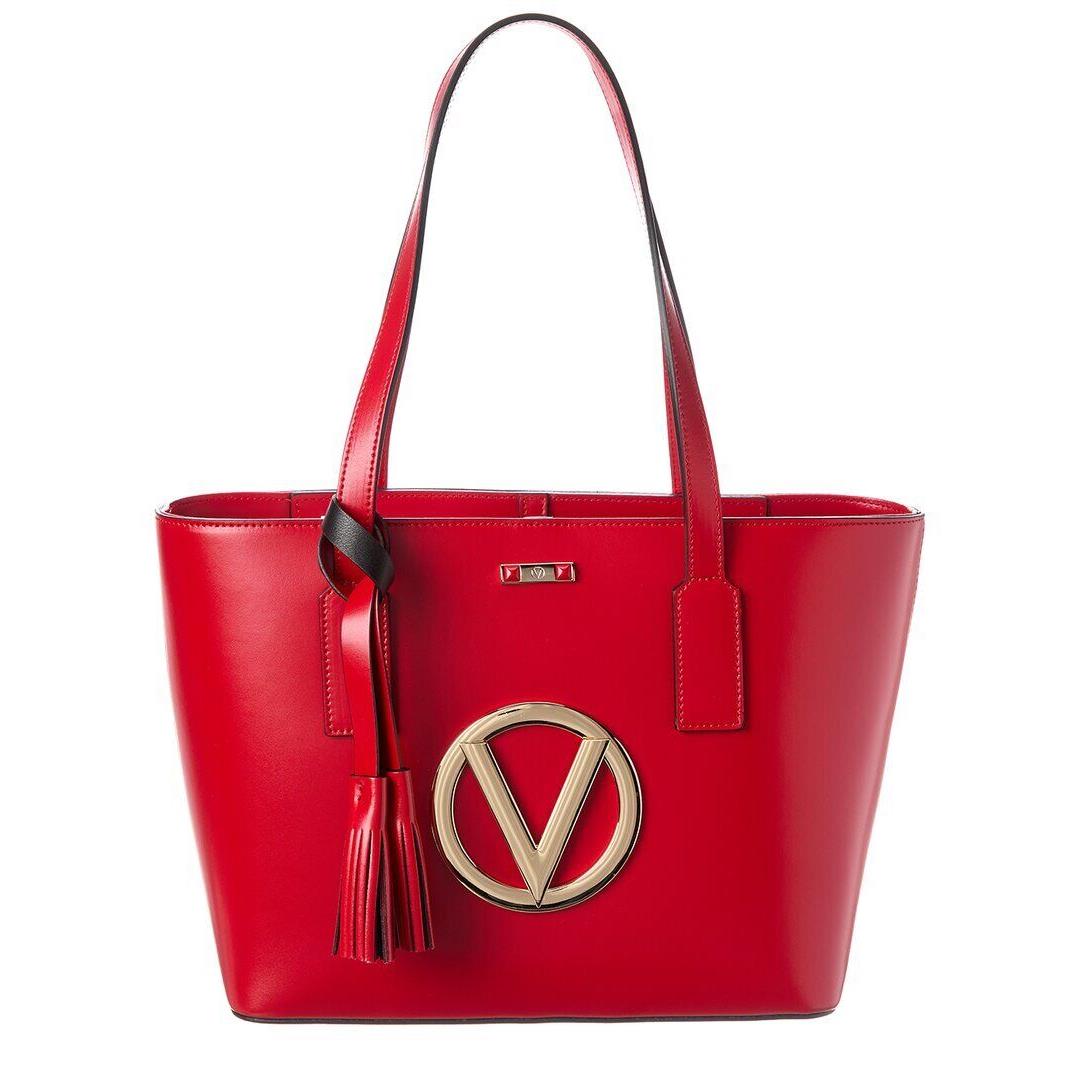 Valentino By Mario Valentino Prince Forever Leather Tote Women`s Red