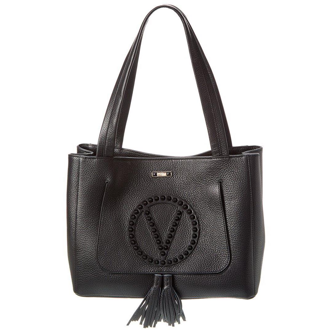 Valentino By Mario Valentino Estelle Rock Leather Tote Women`s Black