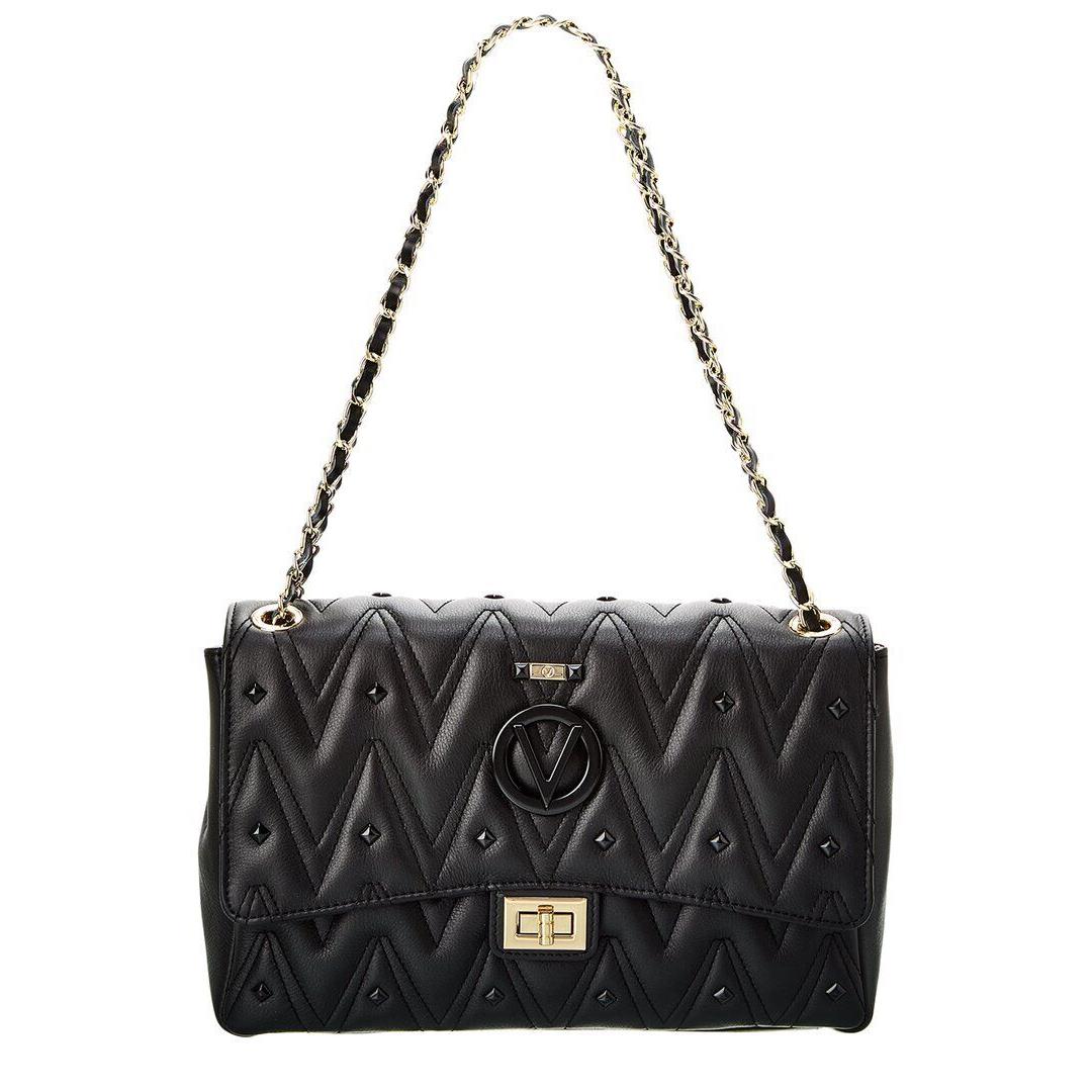 Valentino By Mario Valentino Posh Diamond Leather Shoulder Bag Women`s Black