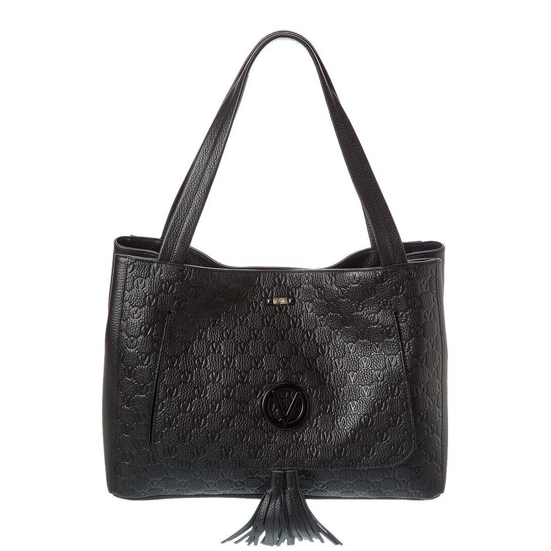 Valentino By Mario Valentino Ollie Dollaro Monogram Leather Tote Women`s Black