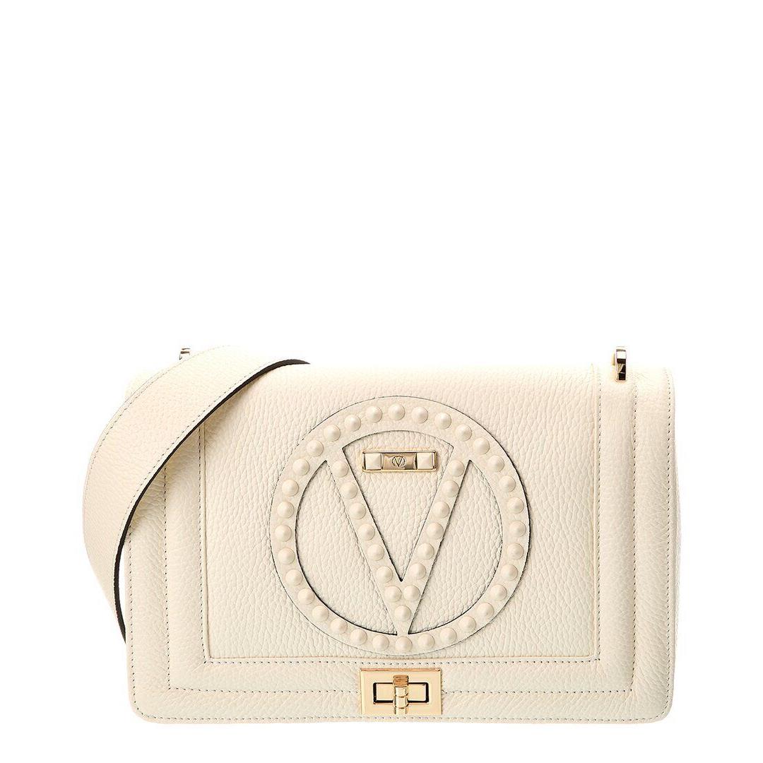 Valentino By Mario Valentino Alice Rock Leather Shoulder Bag Women`s White - Exterior: White