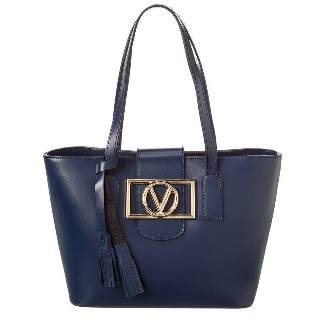 Valentino By Mario Valentino Delphine Leather Tote Women`s Blue