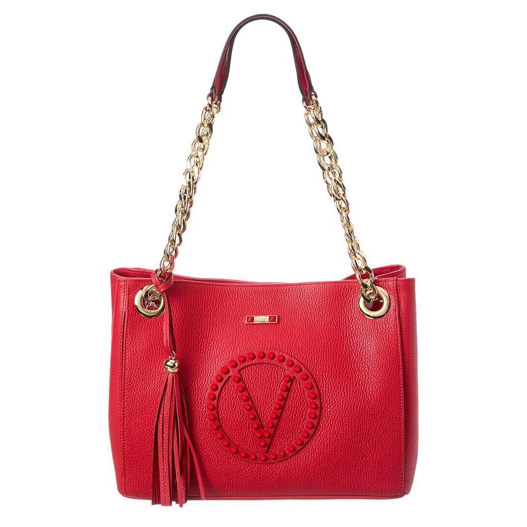 Valentino By Mario Valentino Luisa Rock Leather Shoulder Bag Women`s Red