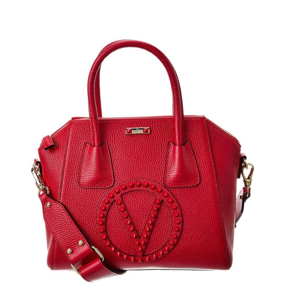 Valentino By Mario Valentino Minimi Rock Leather Satchel Women`s Red