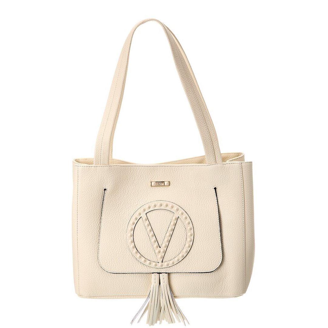 Valentino By Mario Valentino Estelle Rock Leather Tote Women`s White