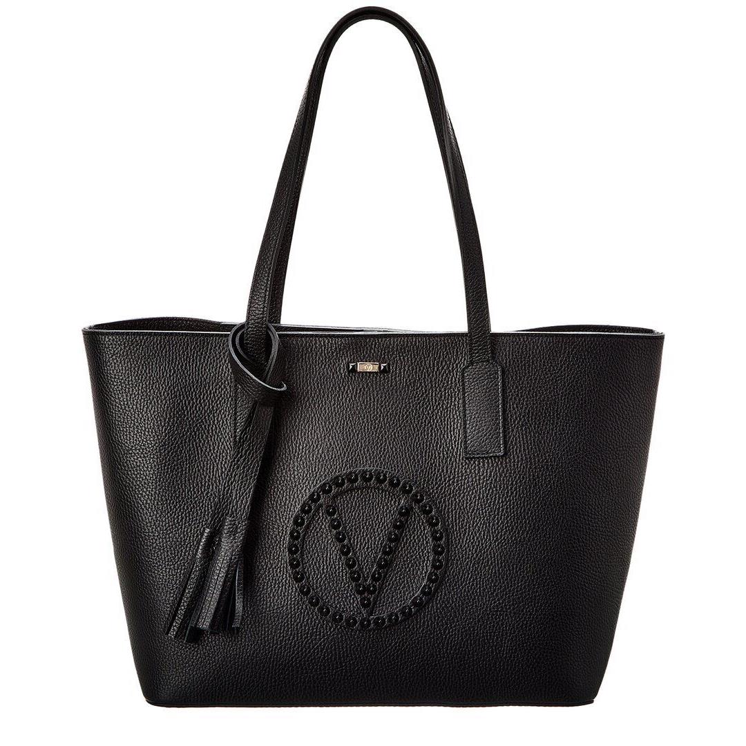 Valentino By Mario Valentino Soho Rock Leather Tote Women`s Black