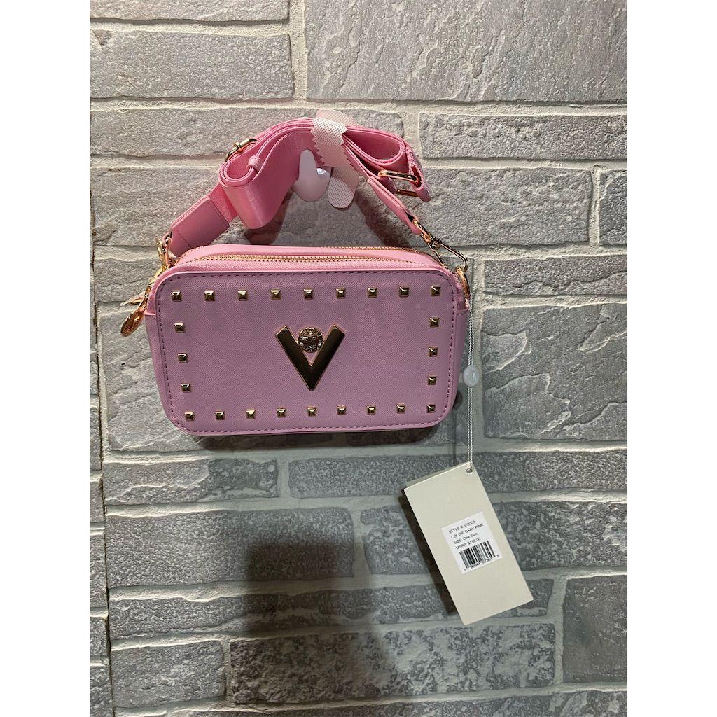 Valentino Orlandi Baby Pink Crossbody Bag Gold Studded Embellishments