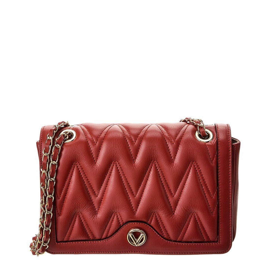 Valentino By Mario Valentino Auror Diamond Leather Shoulder Bag Women`s Red