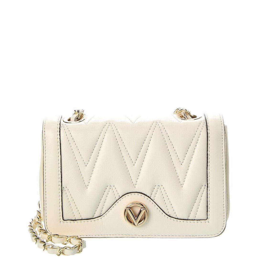 Valentino By Mario Valentino Lady Diamond Leather Crossbody Women`s White