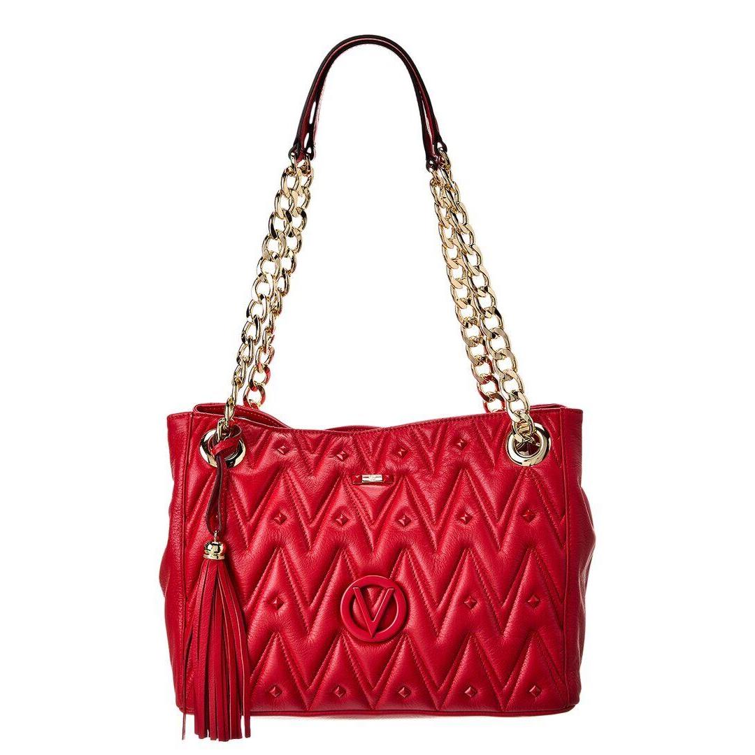 Valentino By Mario Valentino Luisa Diamond Leather Shoulder Bag Women`s Red