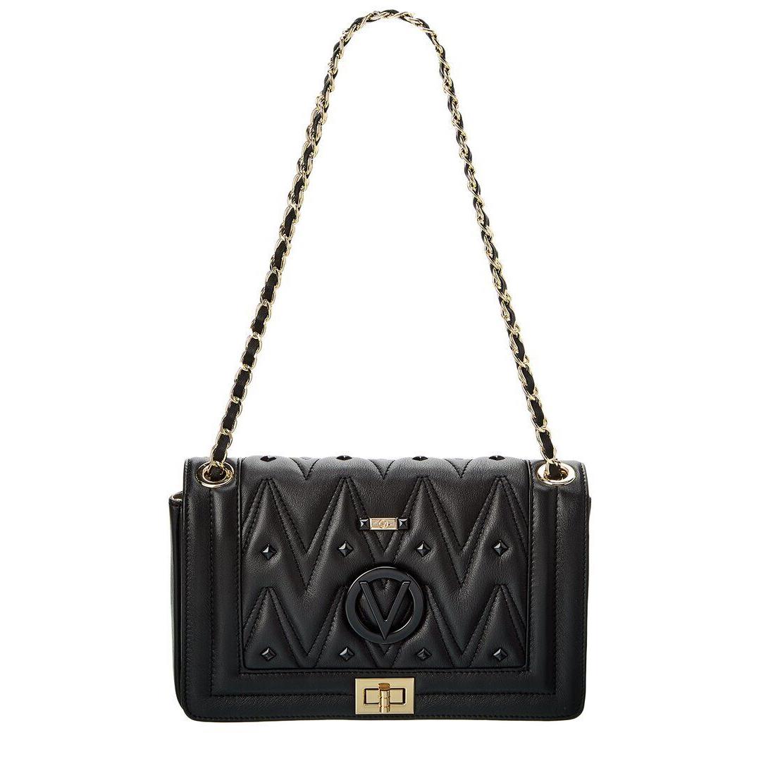 Valentino By Mario Valentino Alice Diamond Leather Shoulder Bag Women`s Black