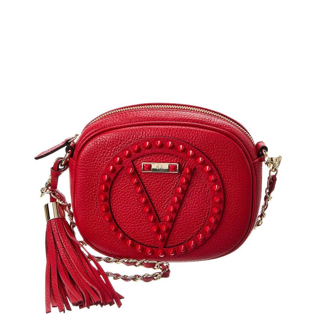 Valentino By Mario Valentino Nina Rock Leather Crossbody Women`s Red